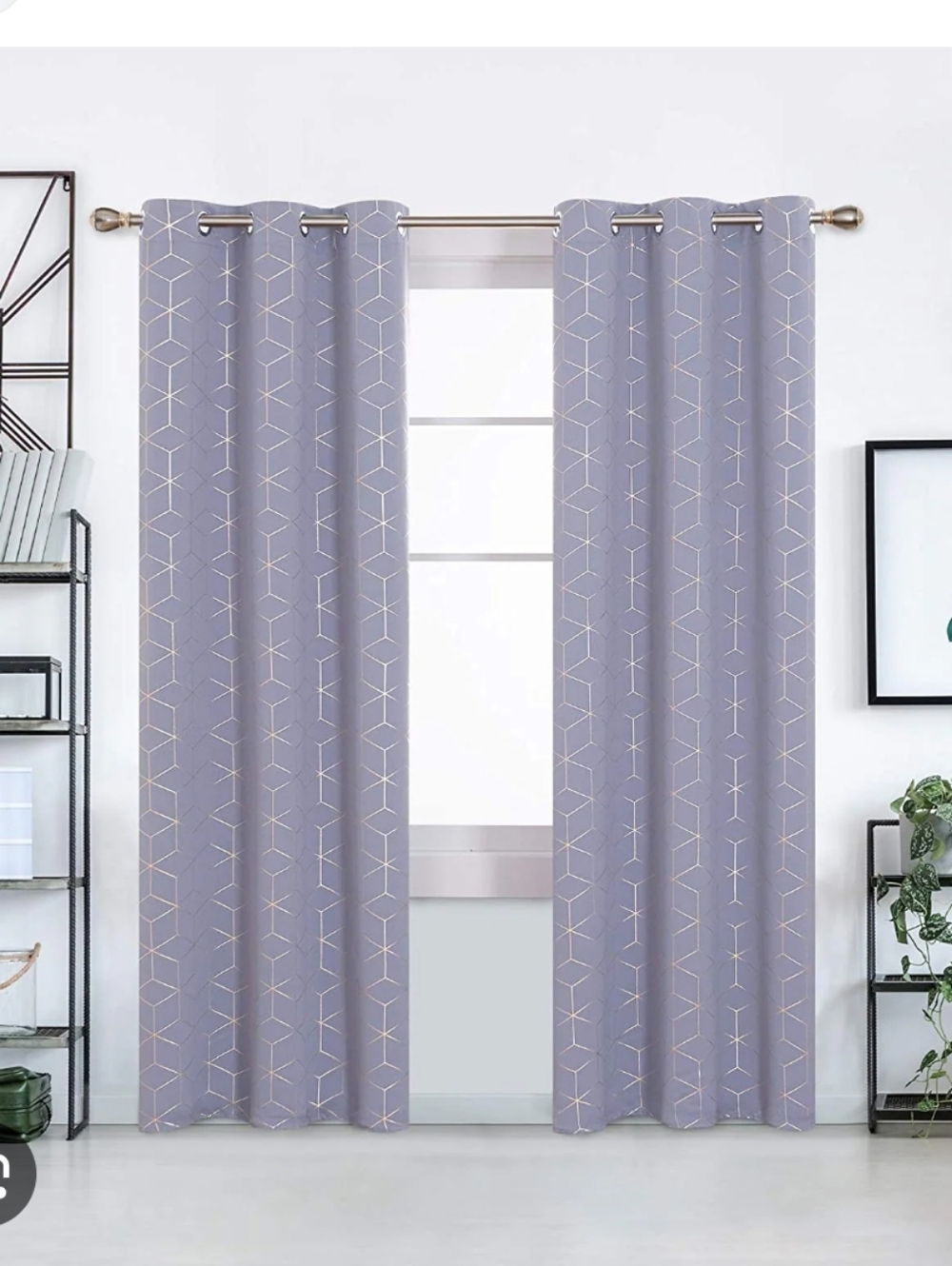 Deconovo Purple Silver Foil Curtain Panels Set Of 2 42" By 84" Long